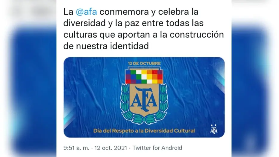 La imagen compartida por la AFA en Twitter.