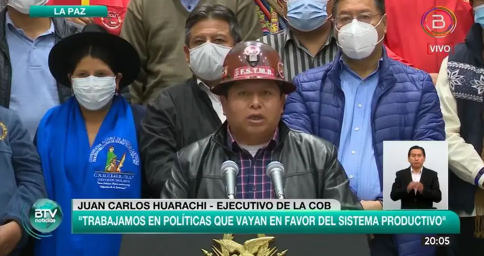 COB y Pacto de Unidad ratifican el estado de emergencia en defensa del gobierno de Arce.