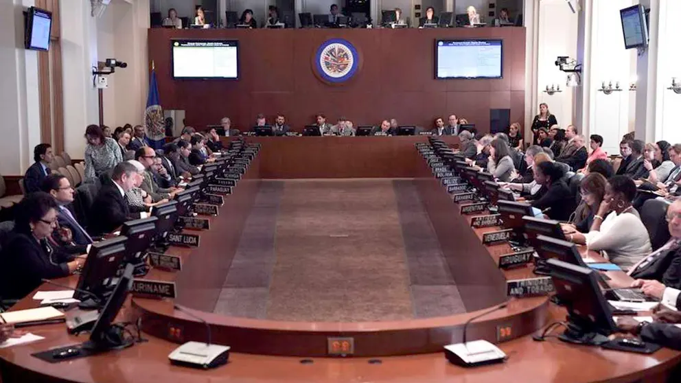 Vista del pleno del Consejo Permanente de la Organización de Estados Americanos (OEA), en Washington (EEUU). Fotografía de archivo. EFE