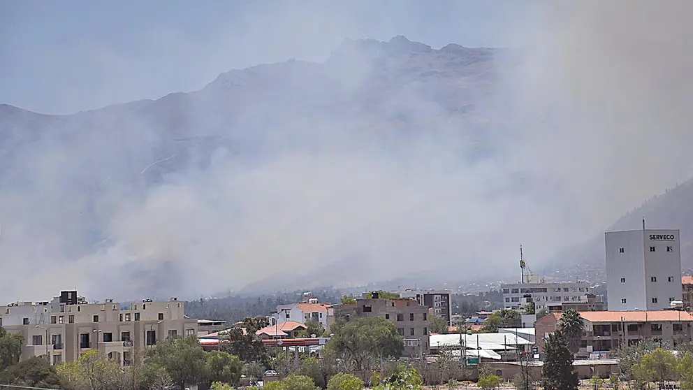 Una gran cantidad de humo se observa en la zona del incendio.         NOÉ PORTUGAL