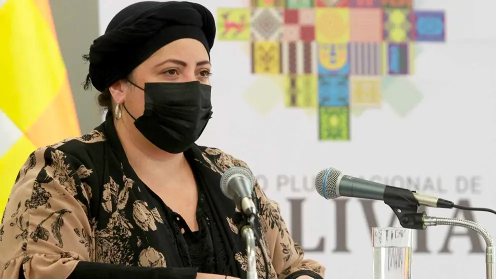 La ministra de la Presidencia, María Nela Prada, en rueda de prensa. PRENSA PRESIDENCIA