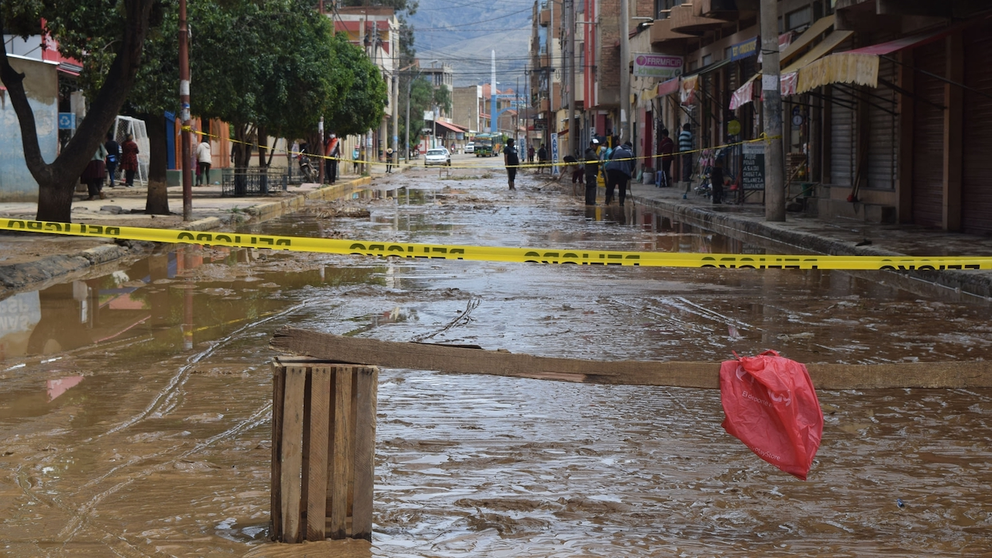 Inundaciones en el centro del municipio de Cliza. ALCALD&Iacute;A DE CLIZA.