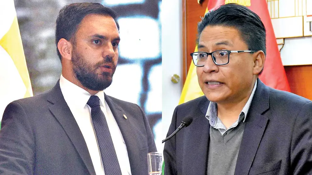 Los ministros de Gobierno, Eduardo del Castillo, y de Justicia, Iván Lima. ARCHIVO
