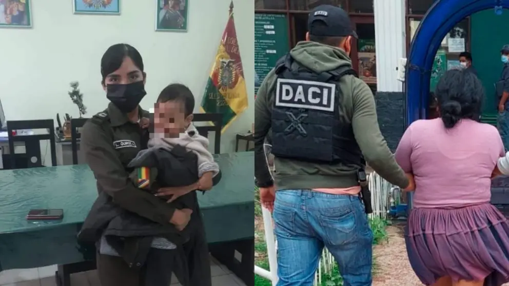 Hallan al beb&eacute; Mateo y capturan a mujer que lo rapt&oacute; en Cochabamba. POLIC&Iacute;A BOLIVIANA