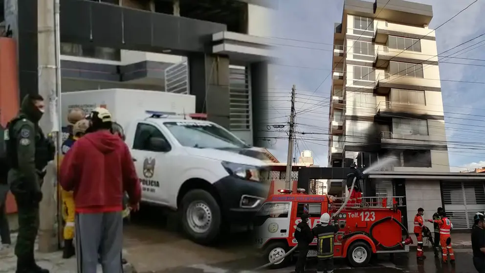 El veh&iacute;culo de homicidios de la Polic&iacute;a ingresa al edificio. Foto: Rub&eacute;n Rodr&iacute;guez