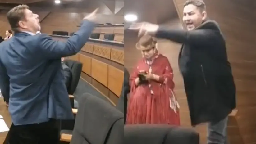 La discusi&oacute;n caldeada entre los diputados Omar Rueda y Jos&eacute; Carlos Guti&eacute;rrez. CAPTURA DE VIDEO