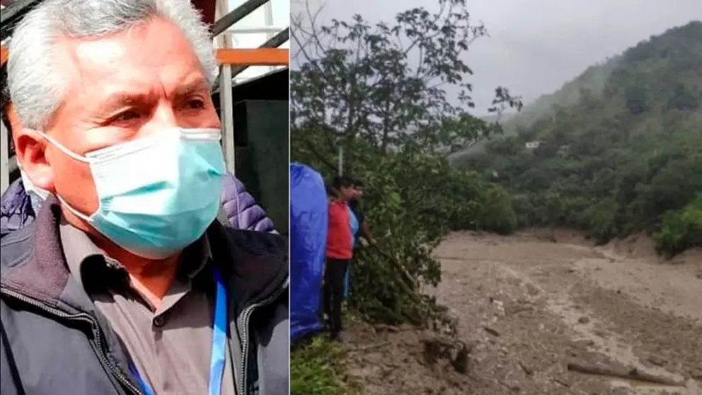 El secretario ejecutivo de Maestros Rurales en La Paz, Andr&eacute;s Huayta. Del otro lado, las riadas en el pa&iacute;s. URGENTE.BO