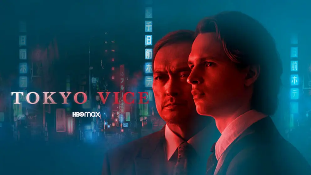 Ansel Elgort y Ken Watanabe en la imagen promocional de "Tokyo VIce".          HBO MAX
