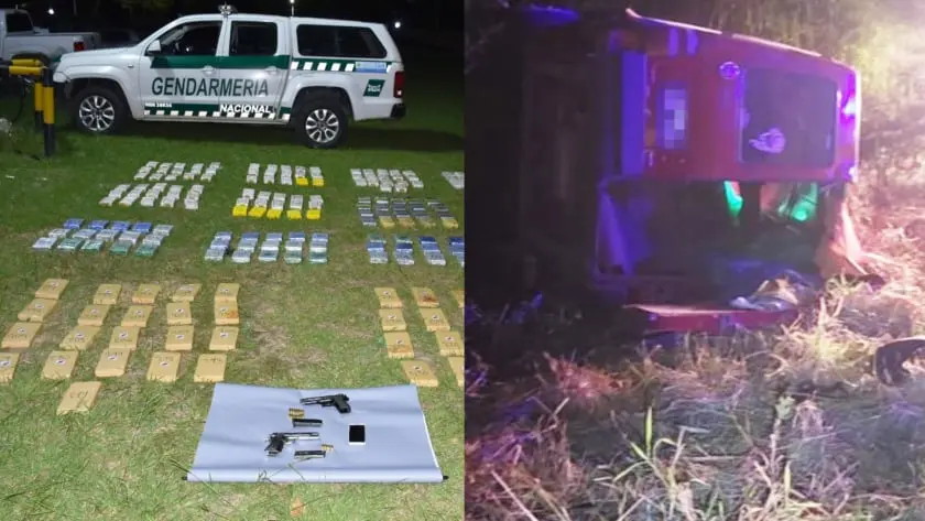 Im&aacute;genes compartidas por el Gobierno argentino, sobre la fuga de un conductor boliviano con droga. ARGENTINA.GOB.AR