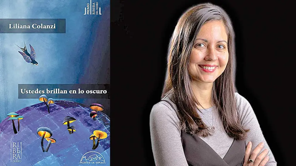 La portada de &ldquo;Ustedes brillan en lo oscuro&rdquo; y su autora, Liliana Colanzi. NUEVO MILENIO.