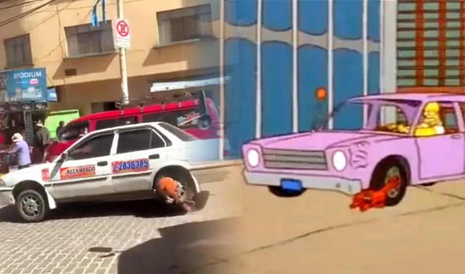 El veh&iacute;culo engrapado de El Alto es comparado con Los Simpson.