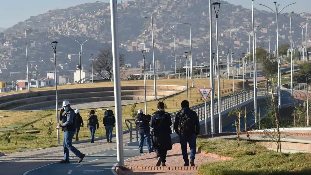 La inspecci&oacute;n a cargo del FPS en las obras de la Colina de San Sebasti&aacute;n, este 23 de mayo. NO&Eacute; PORTUGAL