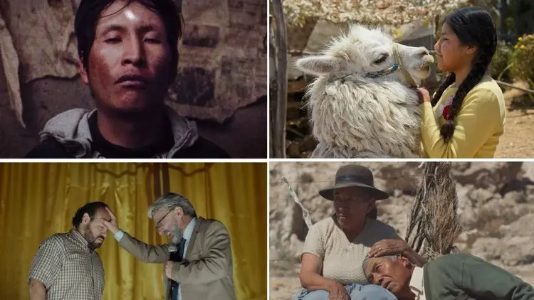 Fotogramas de (de izquierda a derecha) "El Gran Movimiento", "Cuidando al sol", "El visitante" y "Utama".    CINEMA TROPICAL