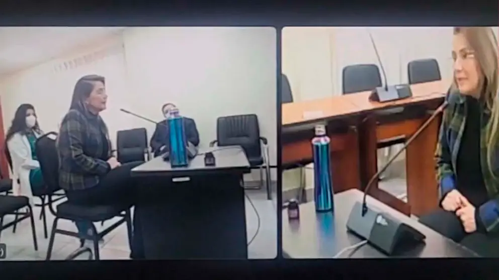La expresidenta Jeanine &Aacute;&ntilde;ez, en su &uacute;ltima intervenci&oacute;n ante la Justicia, por el caso "Golpe II". ERBOL