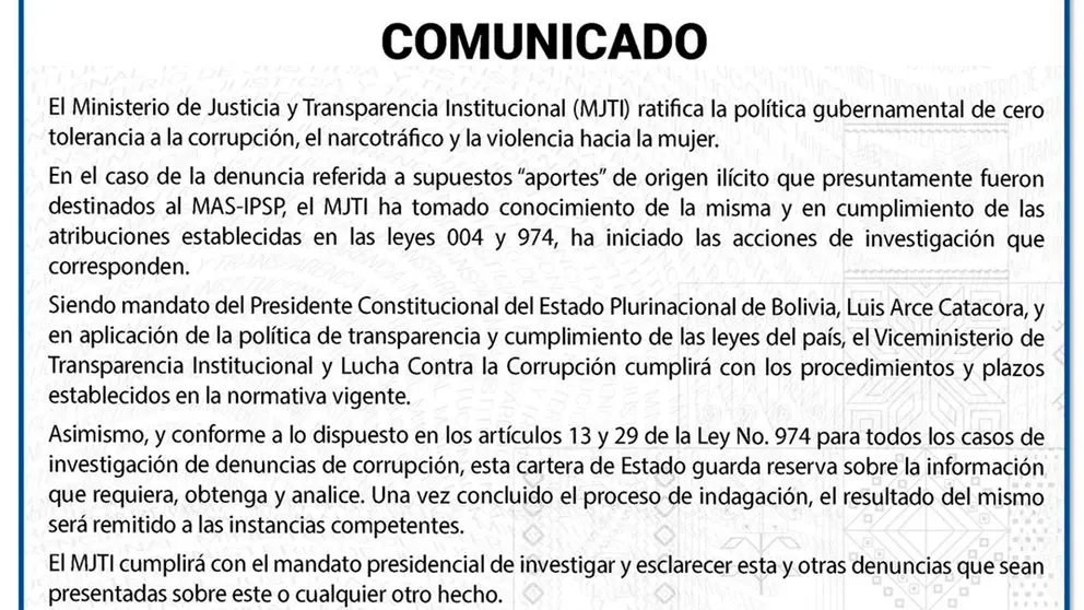 Comunicado. EFE