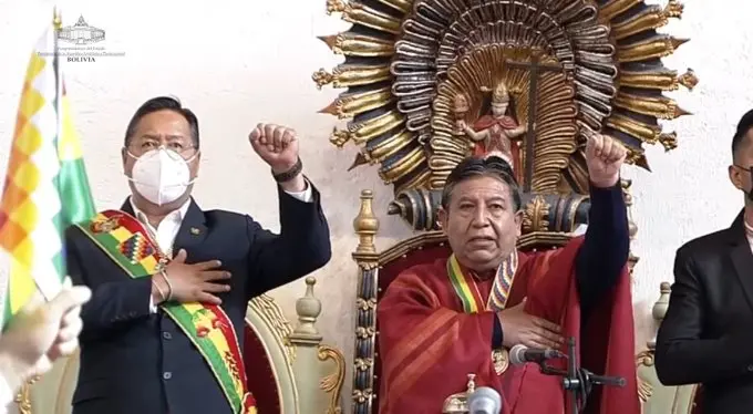 El presidente Luis Arce y vicepresidente David Choquehuanca. SENADO DE BOLIVIA