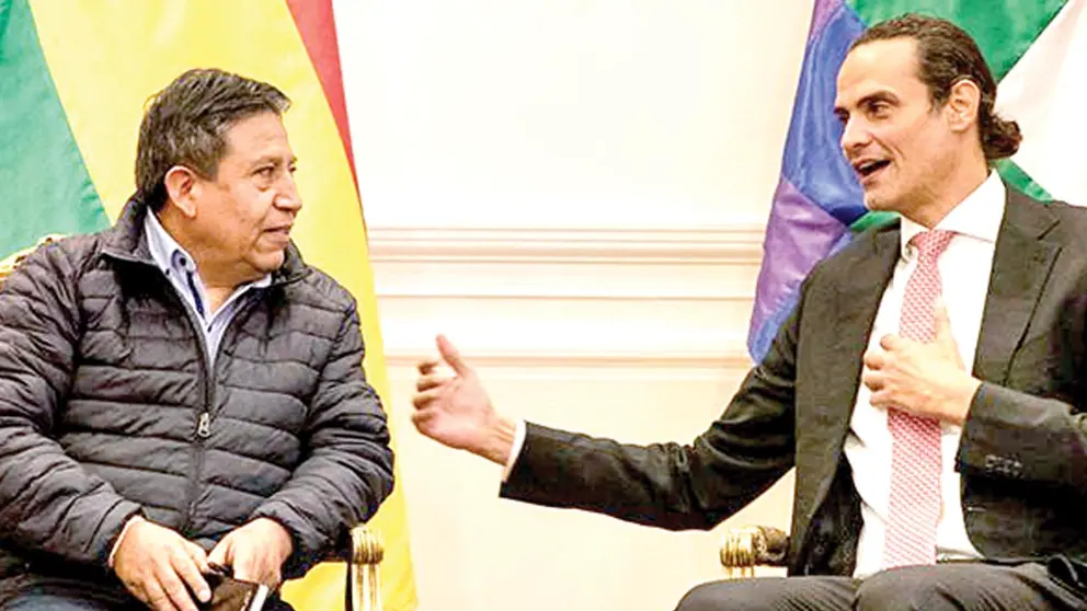 David Choquehuanca y Paulo Abrão, ayer. ABI