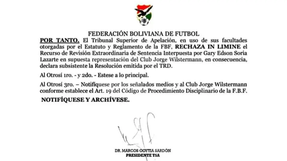 Comunicado del Tribunal Superior de Apelaciones.