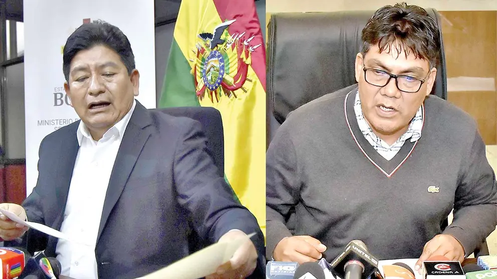 El ministro de Obras P&uacute;blicas, &Eacute;dgar Monta&ntilde;o, y el diputado por el MAS H&eacute;ctor Arce. APG