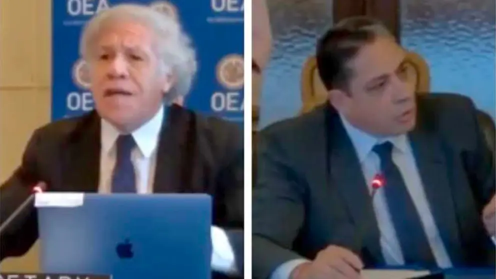 El Secretario General de la OEA, Luis Almagro y el embajador de Bolivia, Héctor Arce. OXIGENO.BO