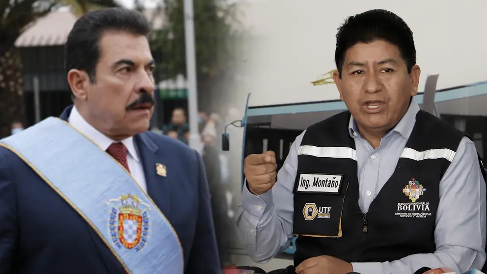 Manfred Reyes Villa, alcalde de Cochabamba y Edgar Monta&ntilde;o, ministro de Obras P&uacute;blicas./ APG