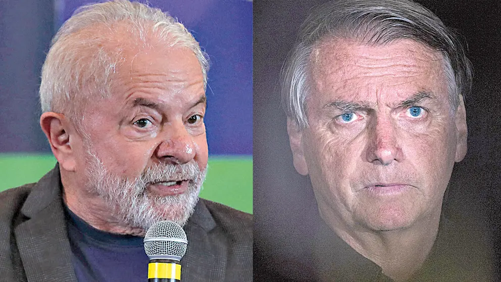 El candidato Luiz Inácio Lula da Silva (i) y el presidente Jair Bolsonaro. EFE