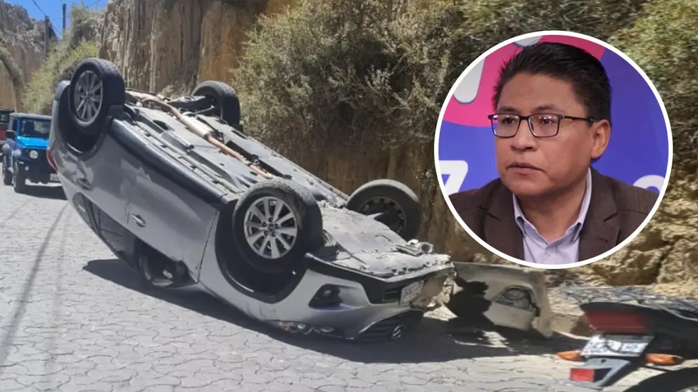 El auto en el que iba el ministro Iv&aacute;n Lima. MONTAJE DE OPINI&Oacute;N