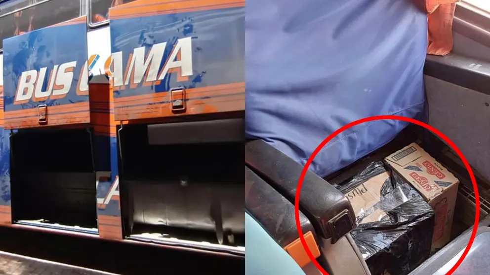Los productos de contrabando estaban ocultos en los asientos modificados del bus./ Foto: Radio P&iacute;o XII