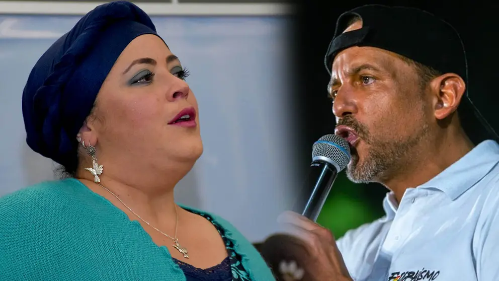 Mar&iacute;a Nela Prada, ministra de la Presidencia y Luis Fernando Camacho, gobernador de Santa Cruz./ APG y RRSS