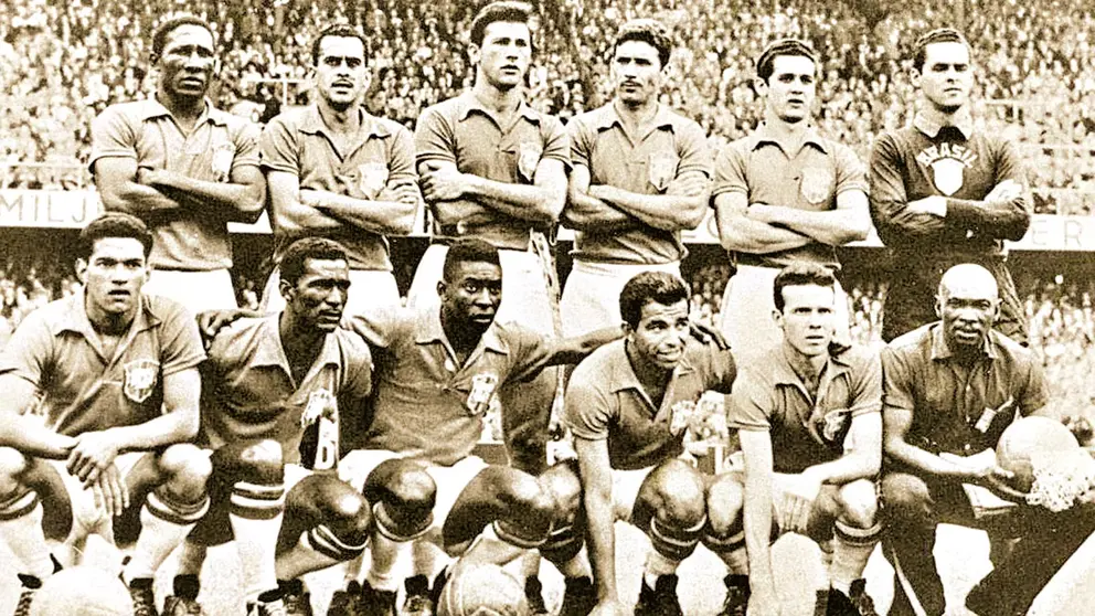 Imagen referencial e histórica del Brasil campeón en Suecia 1958.               El Gráfico