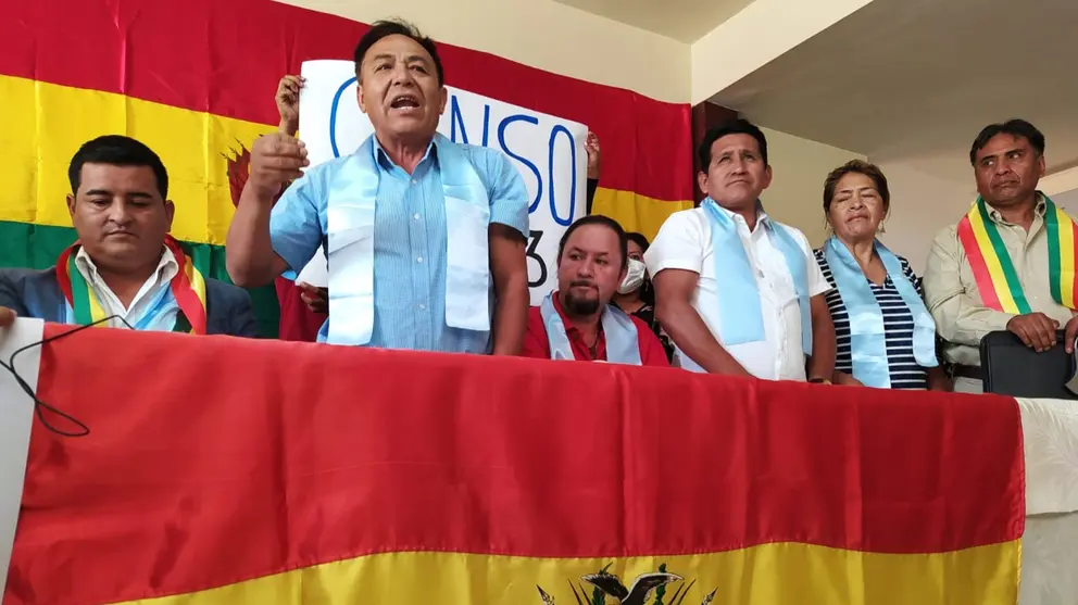 El proclamado Comit&eacute; Interinstitucional de Cochabamba, en conferencia. DICO SOL&Iacute;S