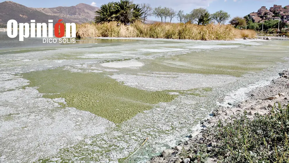 El bajo nivel de agua en la laguna Alalay. DICO SOL&Iacute;S