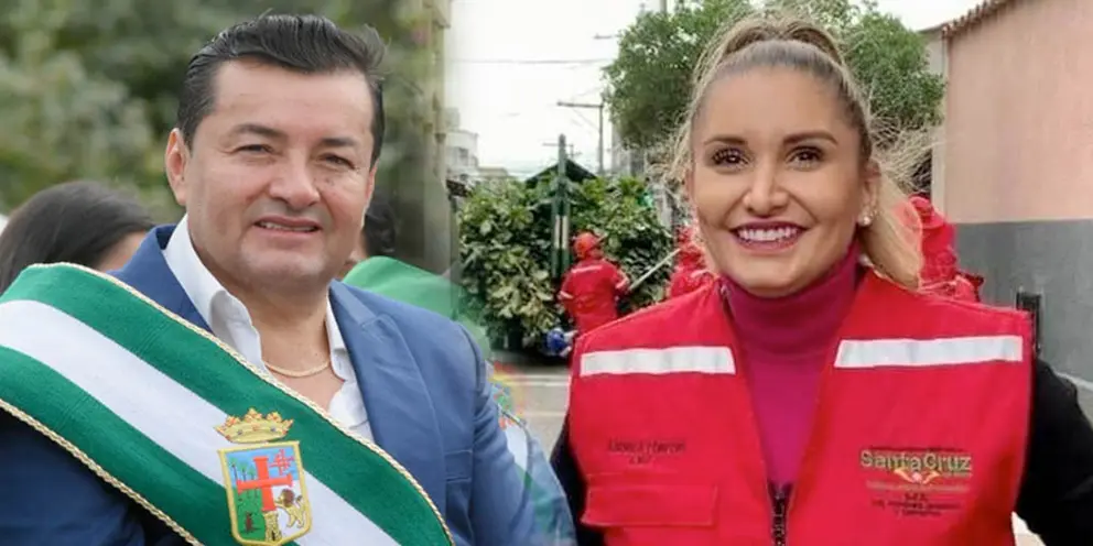 El alcalde Jhonny Fern&aacute;ndez y Andrea Forfori, modelo que ejerci&oacute; como directora del Jard&iacute;n Bot&aacute;nico de Santa Cruz. COMPOSICI&Oacute;N DE OPINI&Oacute;N