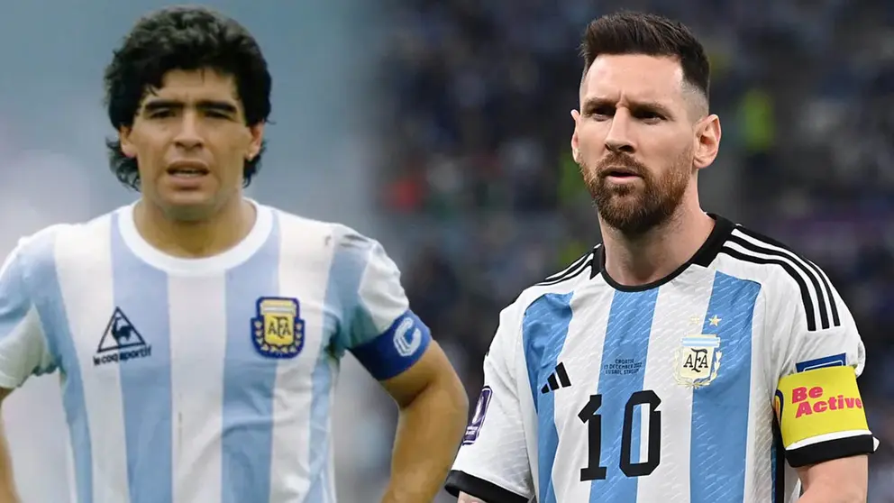 Diego Maradona y Lionel Messi./ Composici&oacute;n OPINI&Oacute;N