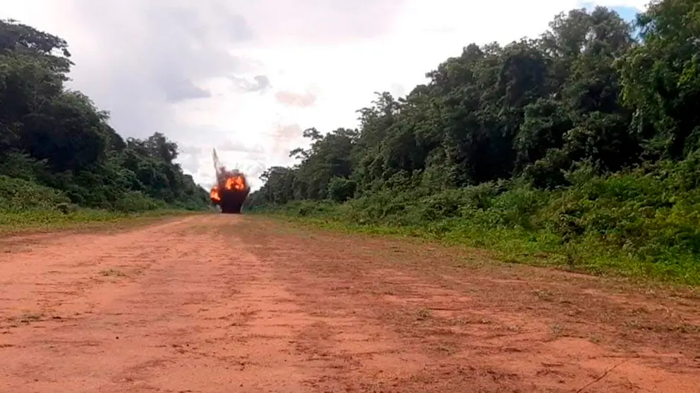 Pista destruida por la FELCN. FELCN