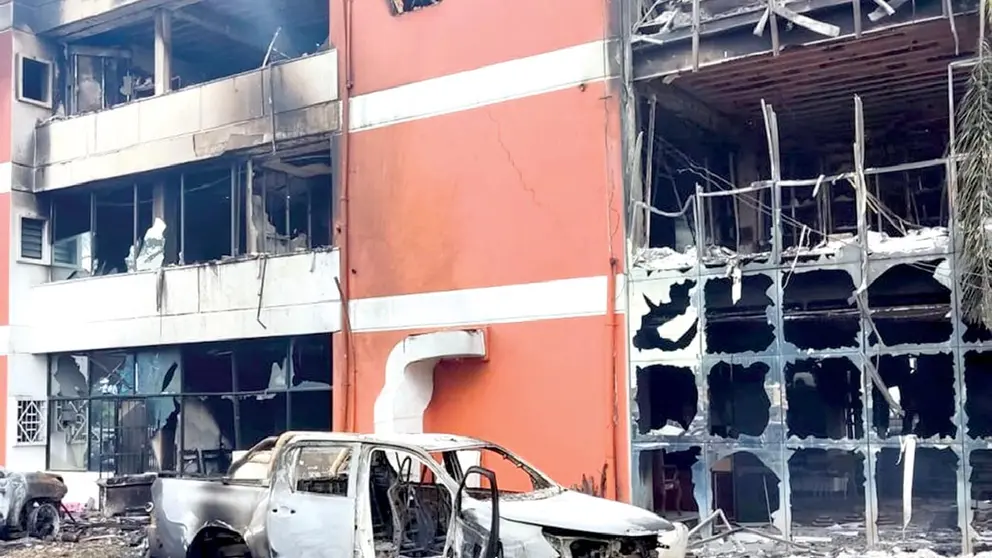 El edificio quemado de la Fiscalía. BTV