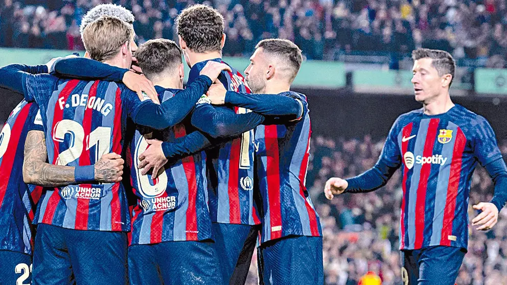 El conjunto catalán celebra una conquista en un duelo pasado.           FC BARCELONA