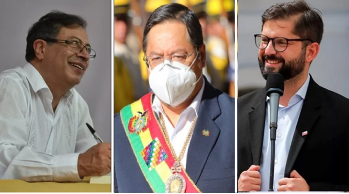 El presidente de Colombia, el mandatario de Bolivia y el titular de Chile. BR&Uacute;JULA DIGITAL