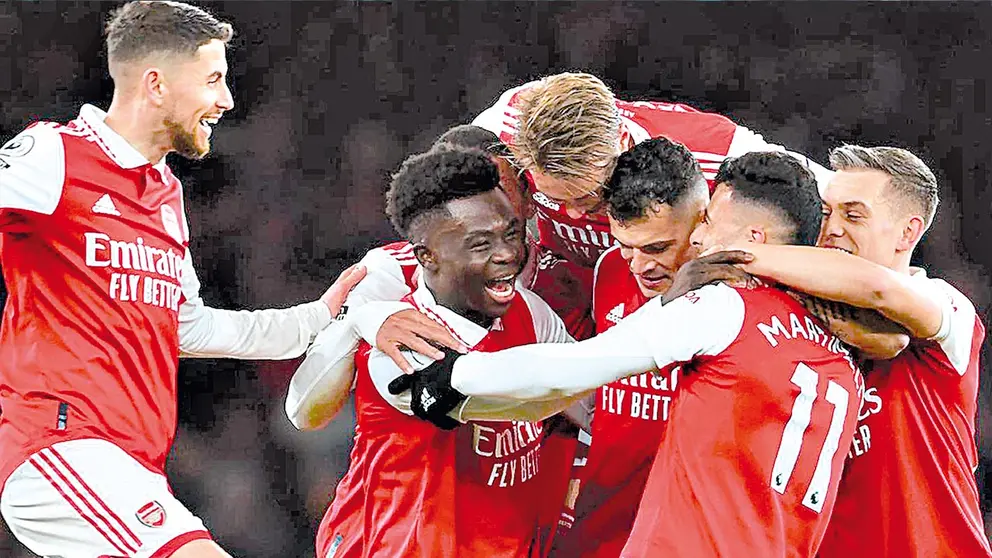 Jugadores gunners festejan una diana a Everton. FC ARSENAL
