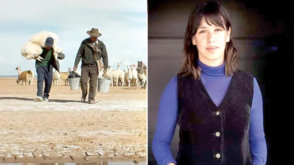 Actores de "Utama" en el altiplano boliviano (izquierda). La pace&ntilde;a Daniela Caj&iacute;as. ARCHIVO