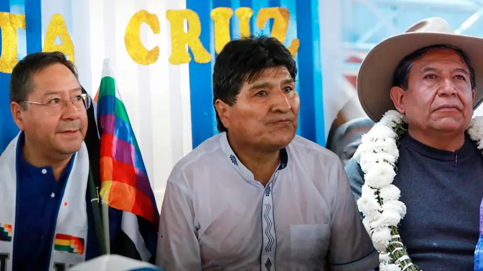 Luis Arce, presidente de Bolivia, Evo Morales y David Choquehuanca./ COMPOSICI&Oacute;N OPINI&Oacute;N