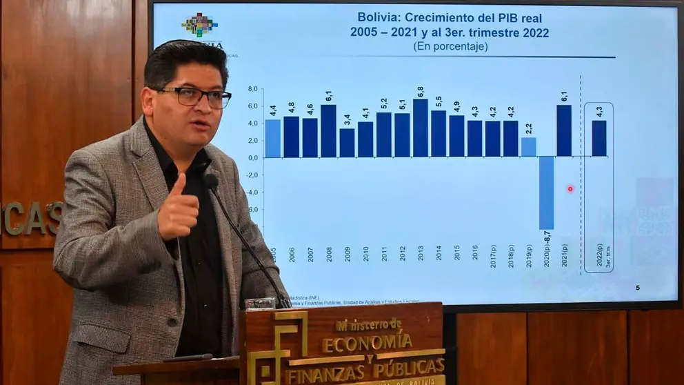 El ministro de Econom&iacute;a Marcelo Montenegro en conferencia de prensa. APG
