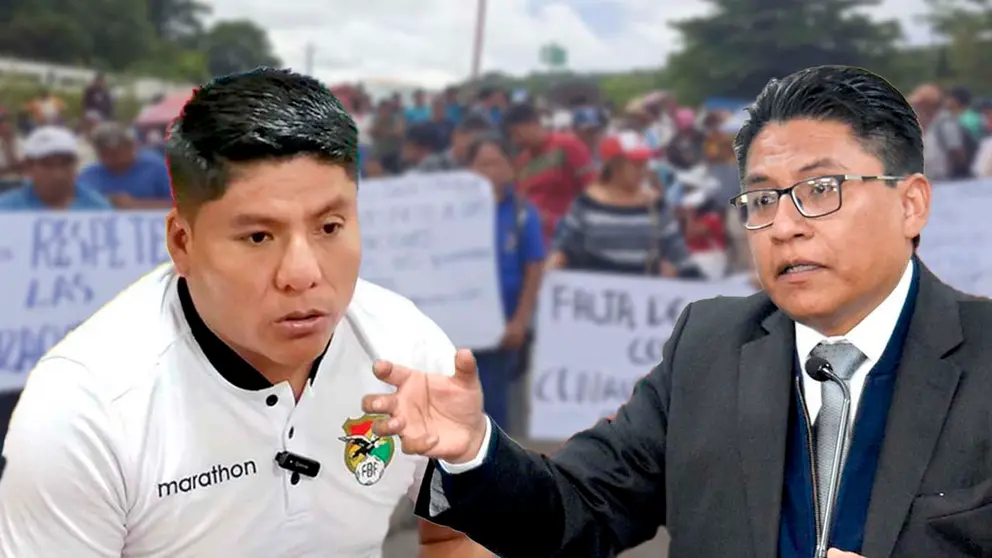 El senador masista Leonardo Loza (i) el ministro de Justicia Iv&aacute;n Lima. COMPOSICI&Oacute;N OPINI&Oacute;N