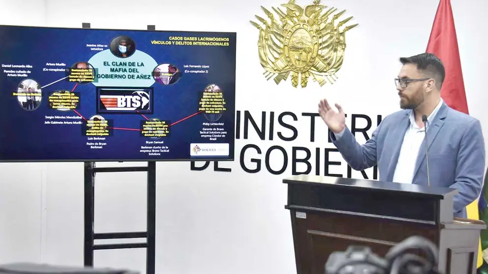 El ministro Eduardo Del Castillo explica el proceso de compra de gases en el anterior Gobierno./ ABI
