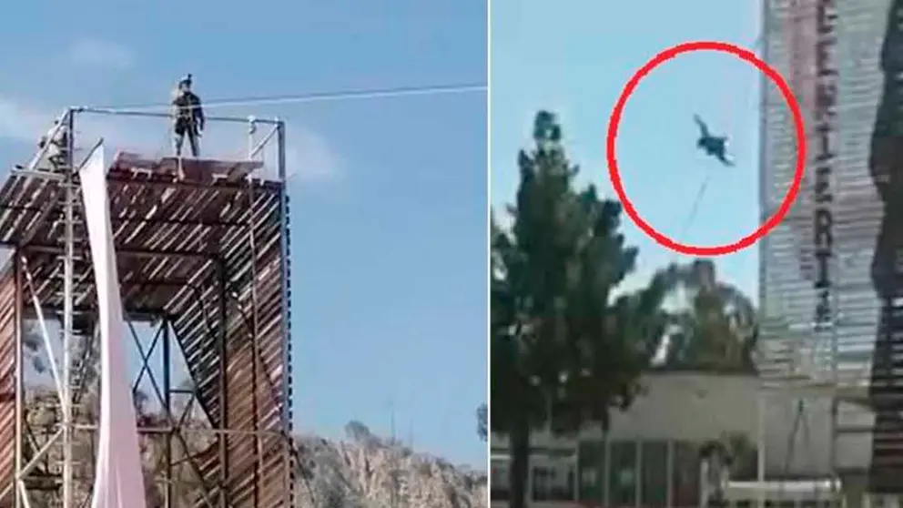 Imagen de la ca&iacute;da de uno de los cadetes. RRSS
