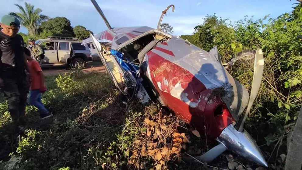 La nave que se estrell&oacute; en San Ignacio de Velasco. R&Uacute;A