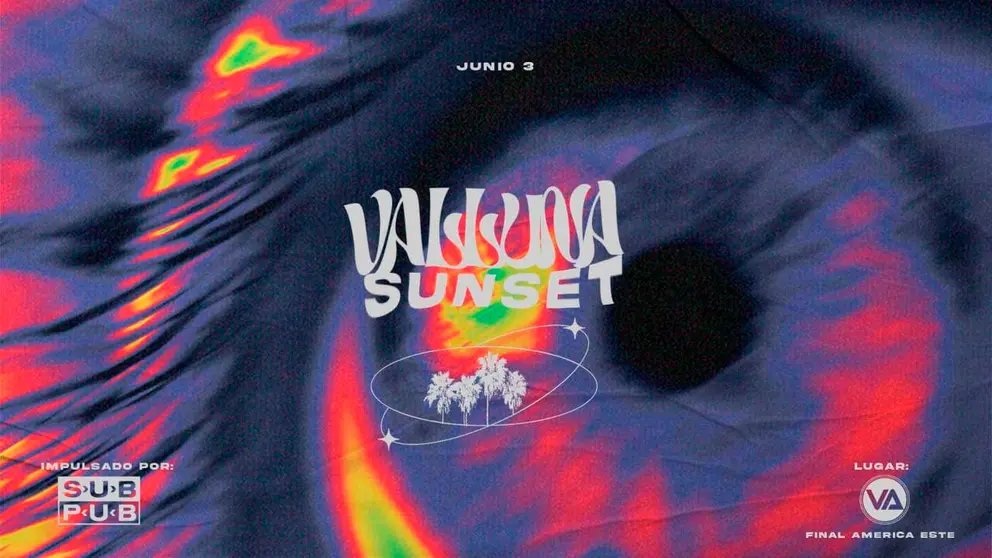 Afiche promocional del festival musical Valluna Sunset. Valluna Sunset