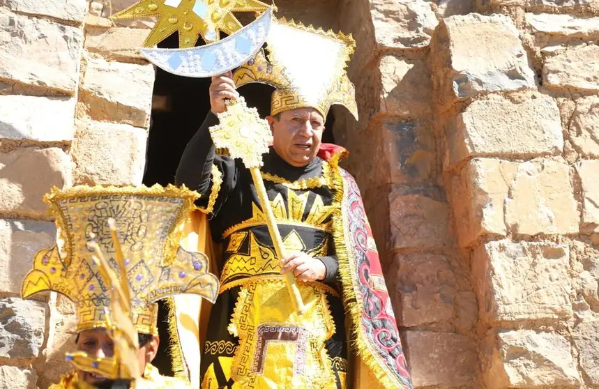 El vicepresidente David Choquehuanca, en el acto de la Isla del Sol. VPEP