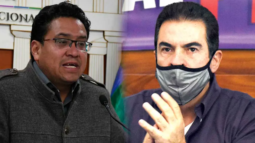 El viceministro de Justicia, Cesar Siles (i) el alcalde de Cochabamba, Manfred Reyes Villa. COMPOSICI&Oacute;N OPINI&Oacute;N