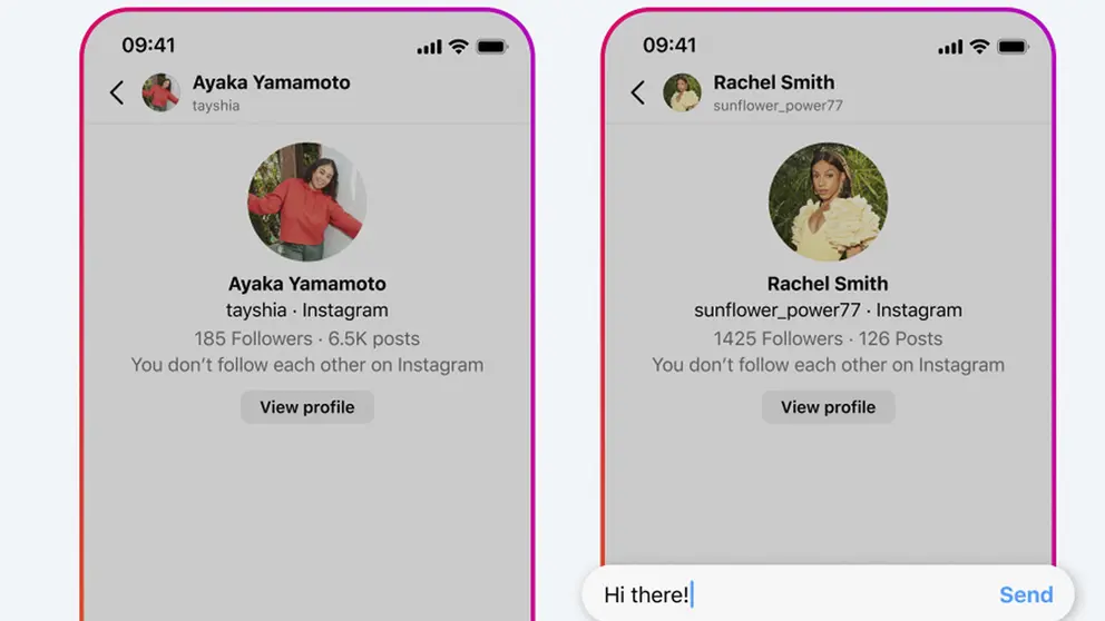 Fotograf&iacute;a cedida por la empresa Meta donde se muestran unas pantallas de privacidad y limitaci&oacute;n de mensajer&iacute;a en la aplicaci&oacute;n de la red social de Instagram./ EFE